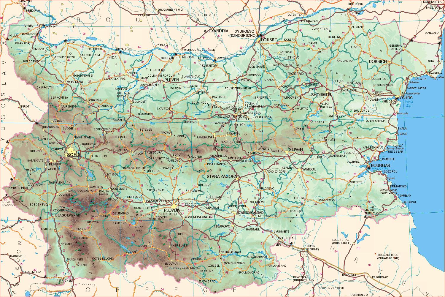 подробна пътна карта на българия градове и села