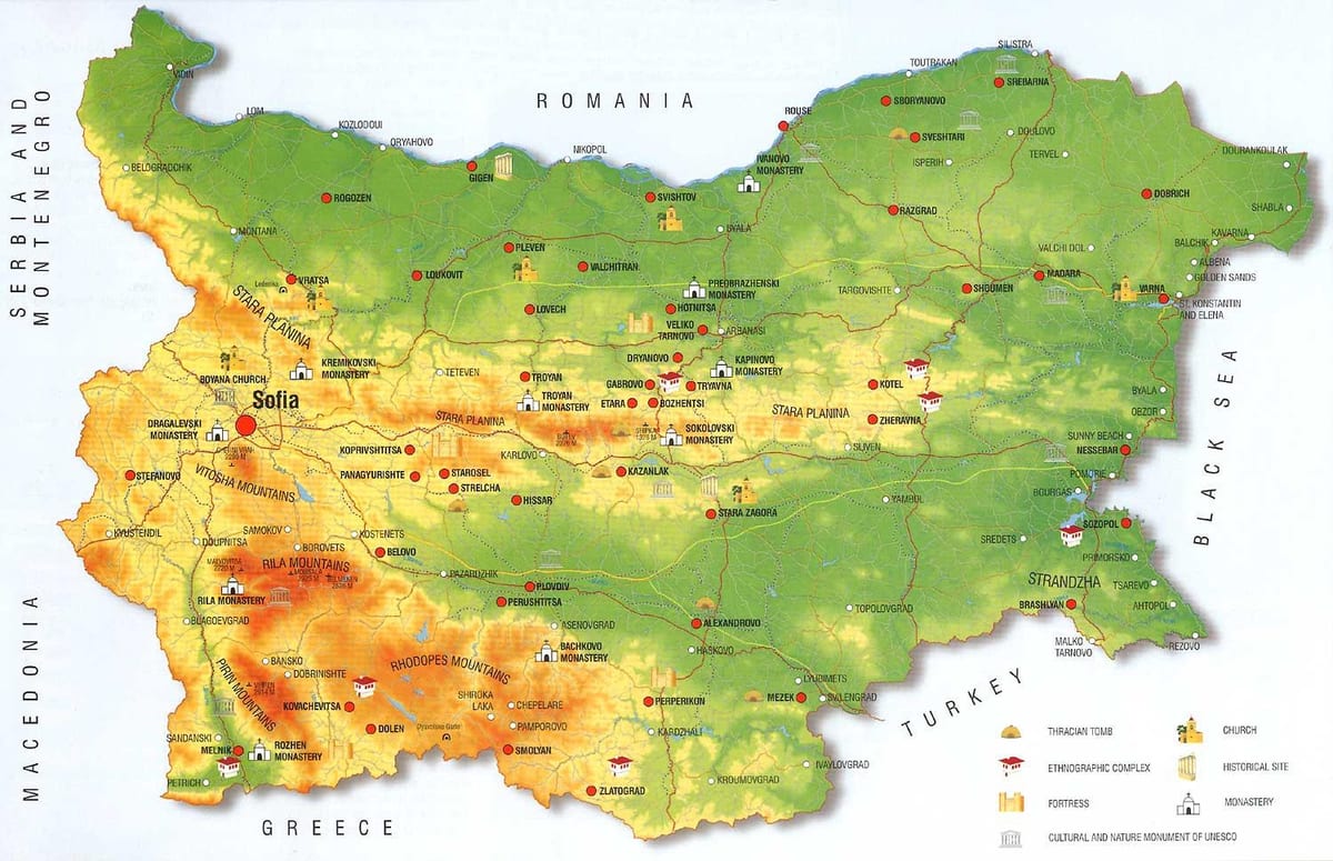 Българските планини карта