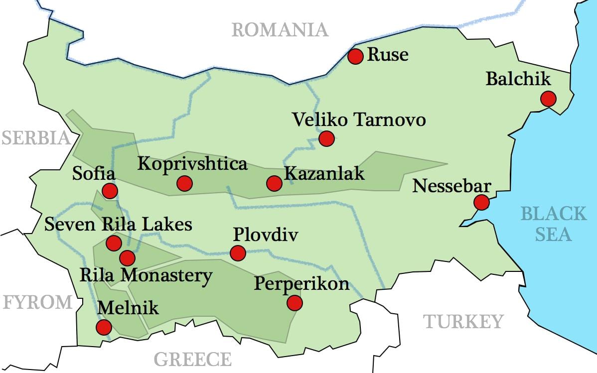 картата на българските манастири