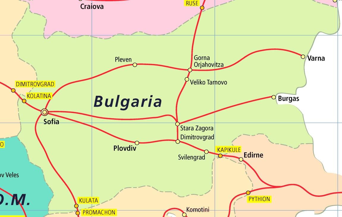 България с влак на картата