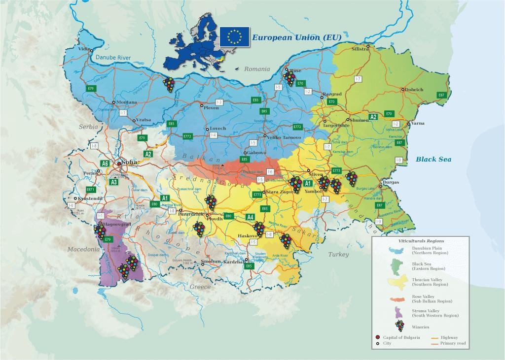 карта на българското вино
