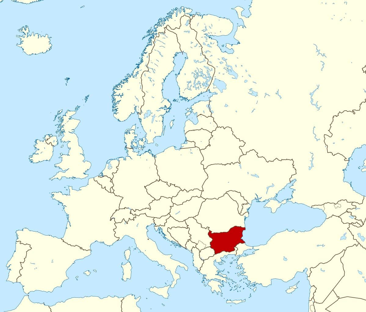 карта на света, показваща България