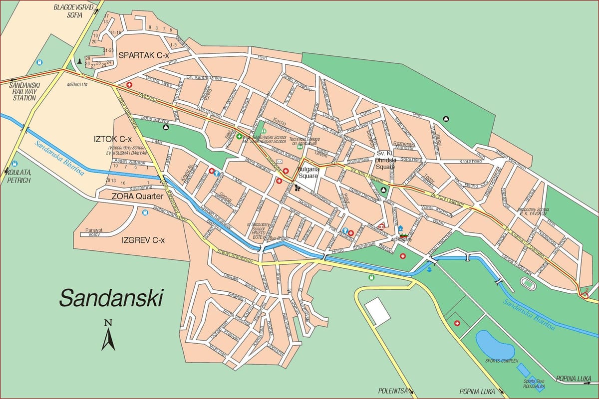 карта на Сандански България