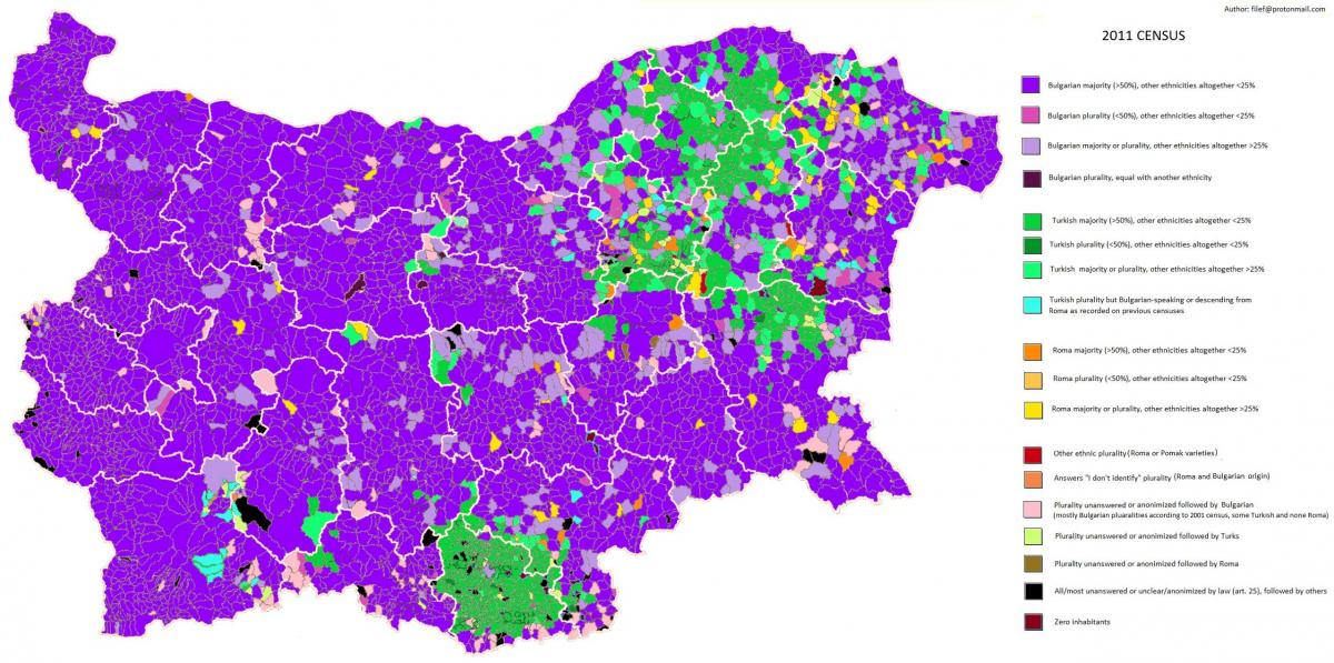 карта на България на етнически