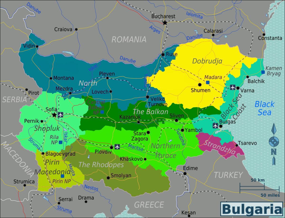 карта на България-близко летище