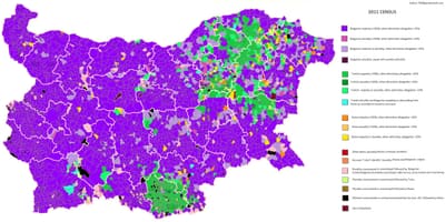 Карта на България на етнически